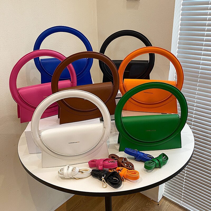 Top Brand Handbags For Women Big Round Handle Bag Luxury Designer Leather Lady Crossbody Shoulder Bag Purses