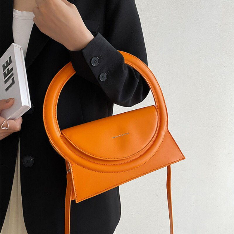 Top Brand Handbags For Women Big Round Handle Bag Luxury Designer Leather Lady Crossbody Shoulder Bag Purses